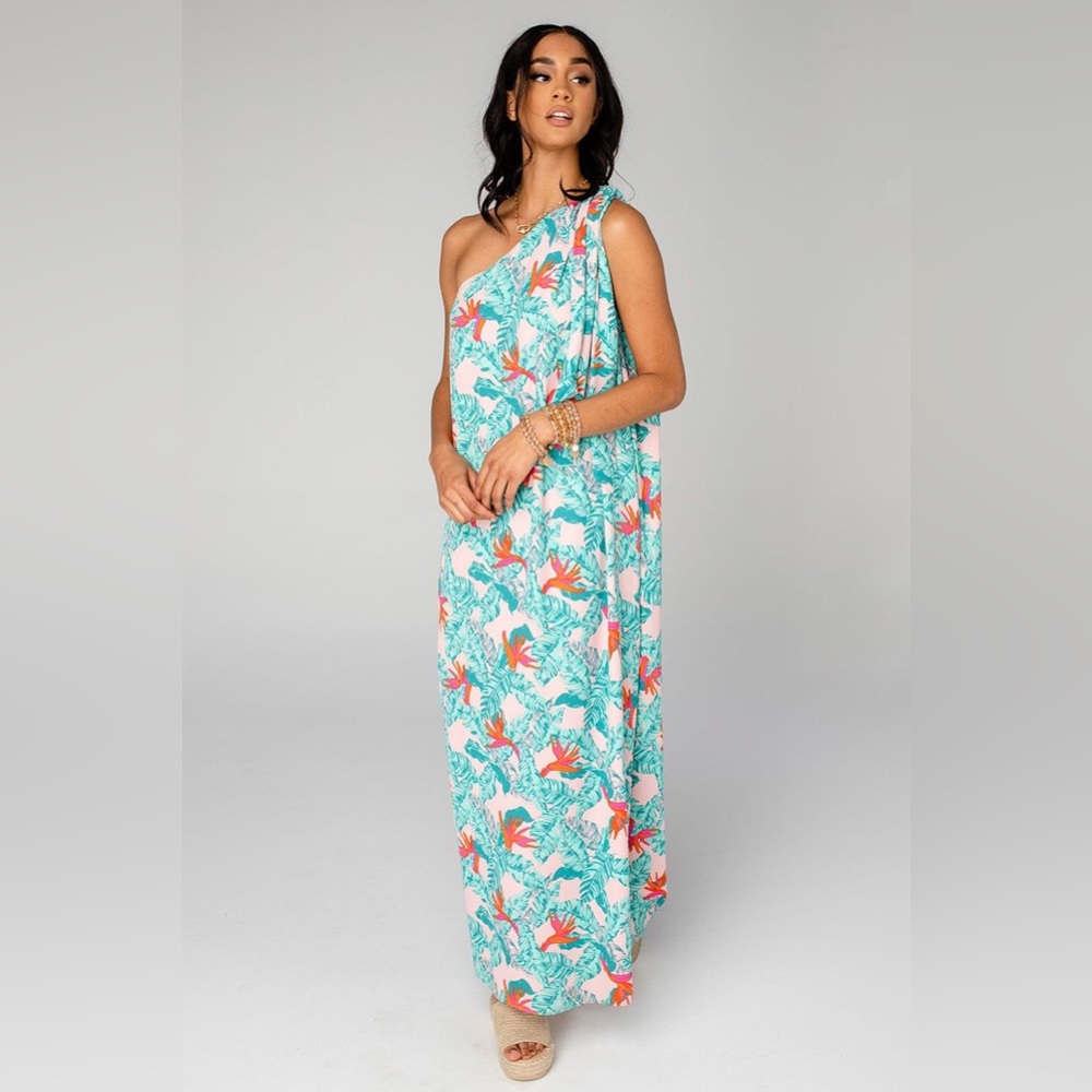 NWT BuddyLove Goddess One Shoulder Maxi Dress